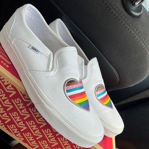 pride glitter/white vans